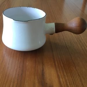 Vintage White Dansk Kobenstyle Enamel Pot